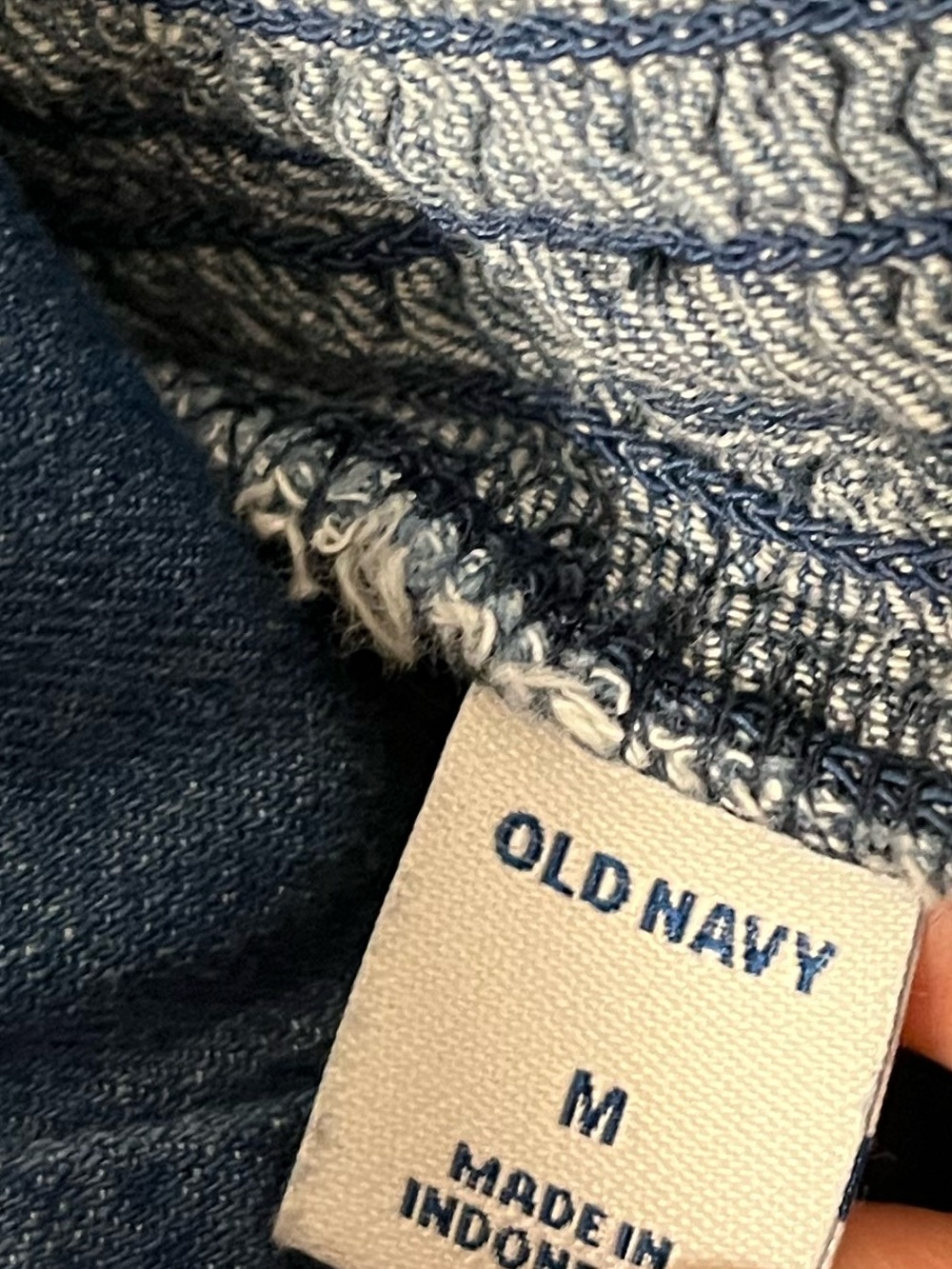 Old Navy Denim Jumpsuit Blue Smocked Back Medium - Picture 3 of 4